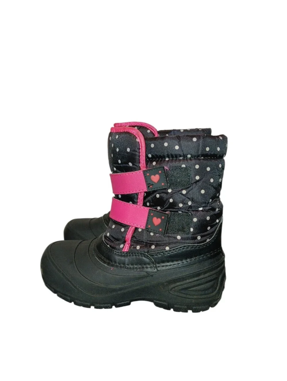 Girls Waterproof Winter Snow Boots - Black with Pink Accents